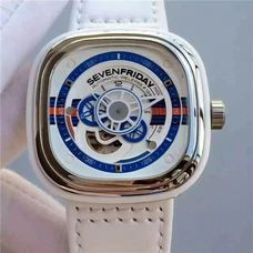 A Product Sevenfriday Watch, 1:1 Sevenfriday P1-02 2016 Newest Style  White  Dial  White  Leather Band、Rubber Band Japan Citizen  82S7 Automatic Mechanical Movement Stylish Men'S And Women'S Watch SEV-012