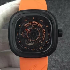 High-Imitated Sevenfriday Watch 1：1 Imitated Watch，Kuka Robot P3-04 Black Dial，Orange Rubber Band，Japan Citizen 82S7 Automatic Mechanical Movement Stylish Men'S Watch SEV-014