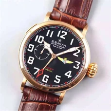 High-Imitation 1:1 Zenith Pilot'S Watches New Product On Line Imported Full-Automatic Mechanical Movement，Not Transparent Case Back Cowhide Band Band ，Gmt Time Of Two Places Function，45 Mm Philip Onion Big Crown ZEN-001
