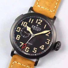 High-Imitation  1:1  Zenith Pilot'S Watches New Product On Line Imported Full-Automatic Mechanical Movement，Not Transparent Case Back Cowhide Band Band ，Gmt Time Of Two Places Function，45 Mm Philip Onion Big Crown ZEN-005