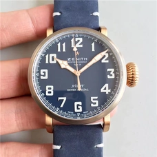 Zenith Newest Bronze Watch，1:1 Zenith Philip New Product Engraved 03.2430.3000/Bronze Case ， Dark Blue Case And Band，Imported  Mechanical Movement，Very Beautiful Workmanship ，Very Perfect ，Kw Factory Recommends ZEN-017